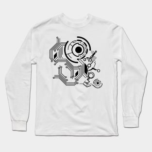 Black Electronic Circuit Board Long Sleeve T-Shirt